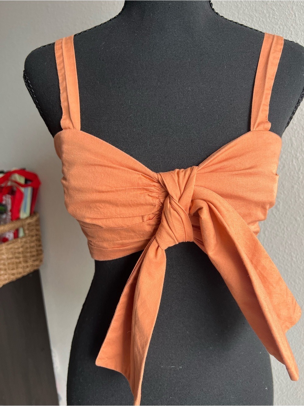 Animale Alfaiataria Size EU 36 Rust Orange Tie Front Crop Top Gameday Bralette